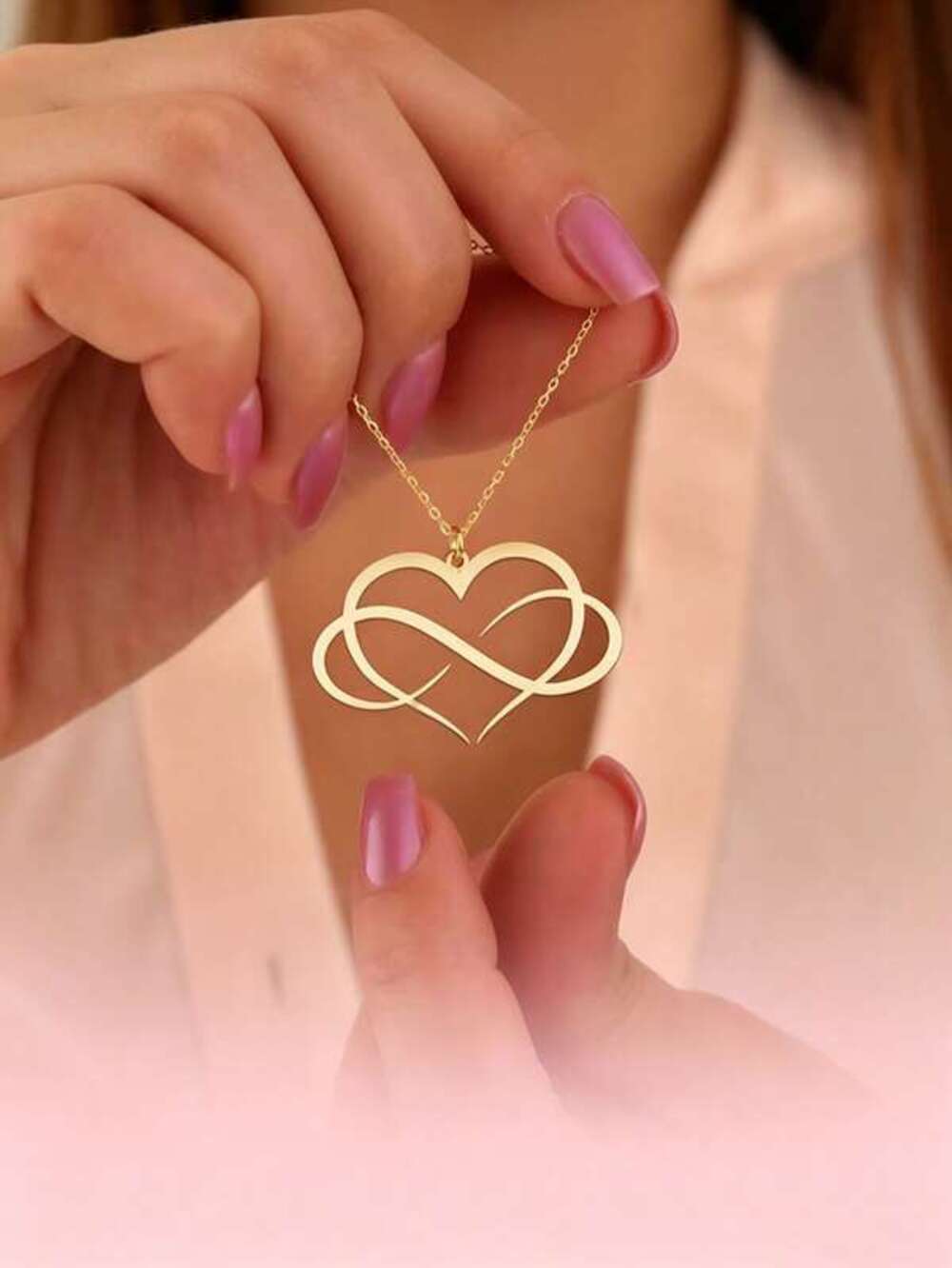 suteyi Stainless Steel 18K Gold Plated Heart-Shaped Infinity Symbol Necklace, In